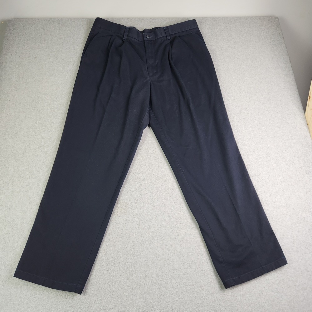 Dockers Chino Pants Mens 38x32 Navy Blue Cotton Low Waist Classic Fit Pleated